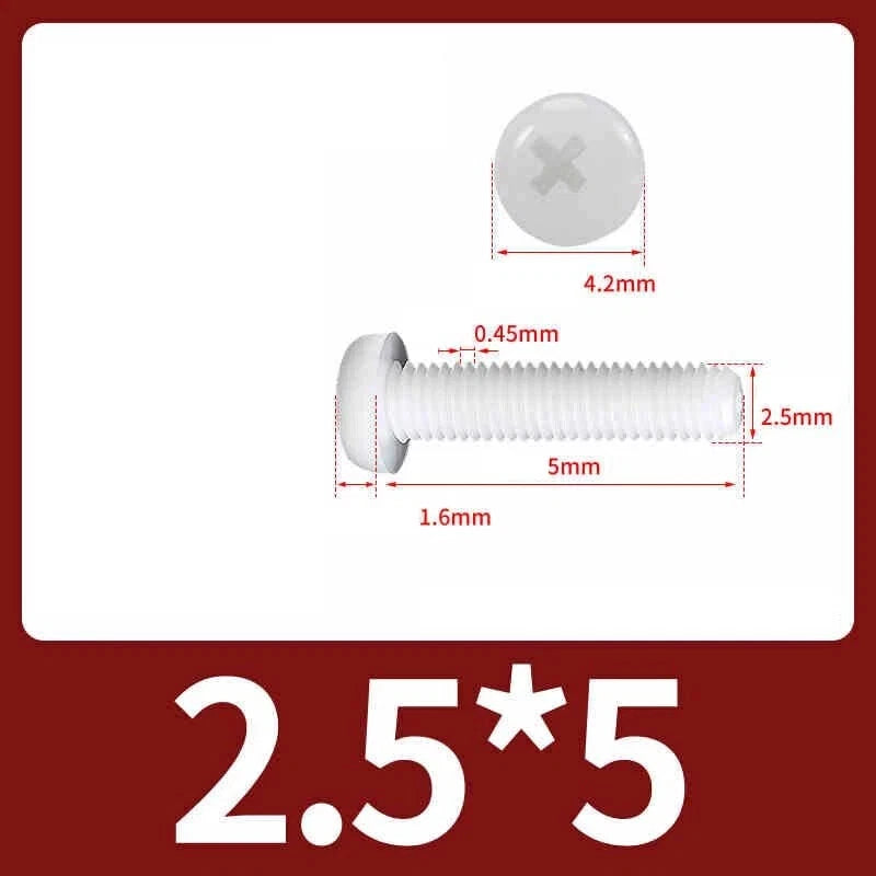 White Nylon Phillips Pan Head Machine Screws – M2 to M8, Non‑Conductive & Corrosion‑Free (PA66)