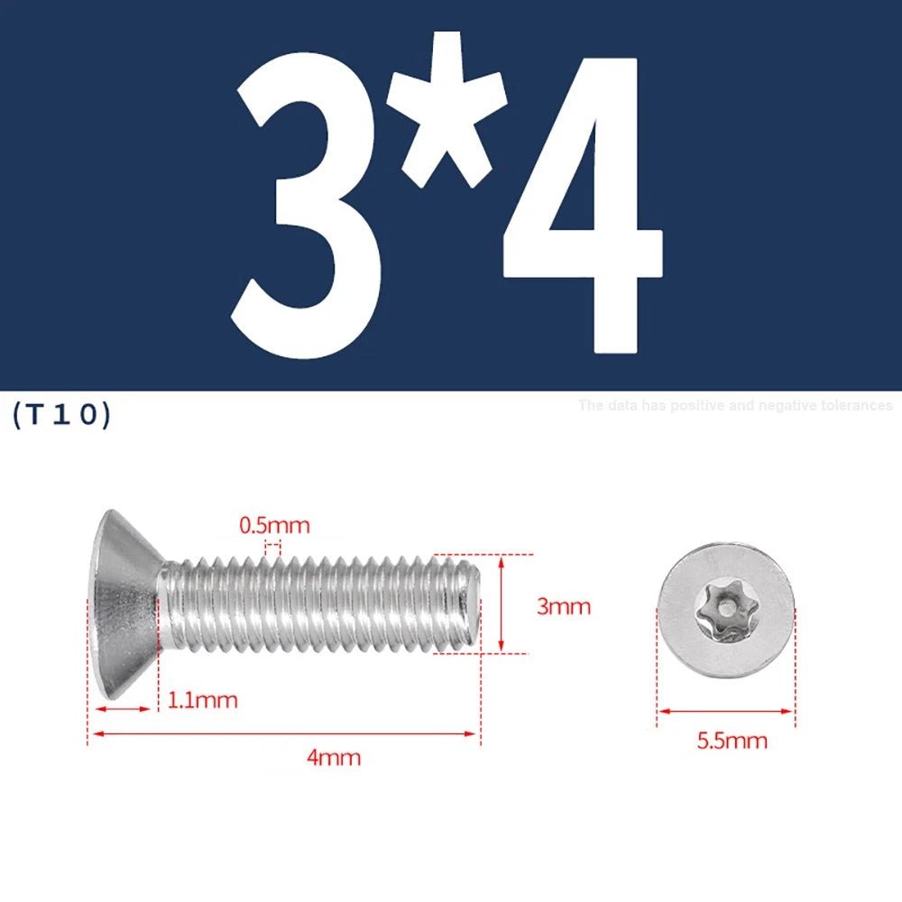 M3–M8 Pin Torx Countersunk Flat Head Machine Screws | A2 Stainless Steel - HomeDIYer