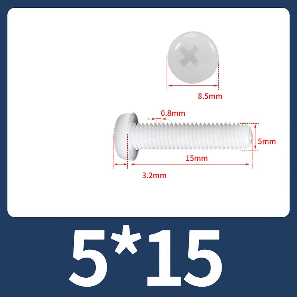 M5 M6 M8 Nylon Phillips Pan Head Machine Screws – Black & White - HomeDIYer