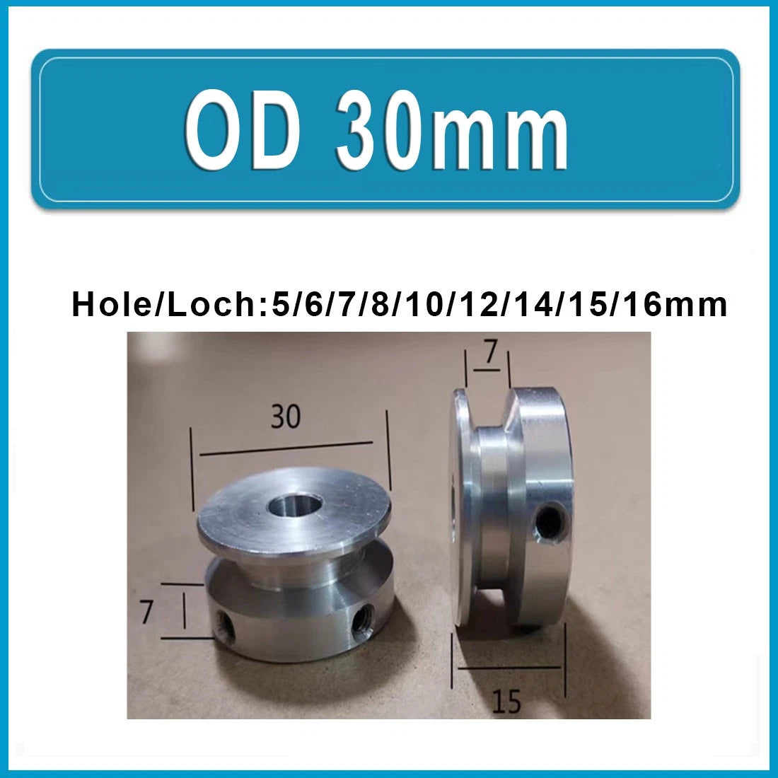 Aluminum V Grooved Pulley O Round Belt Pulleys For 6mm Width Belt OD 20mm-80mm