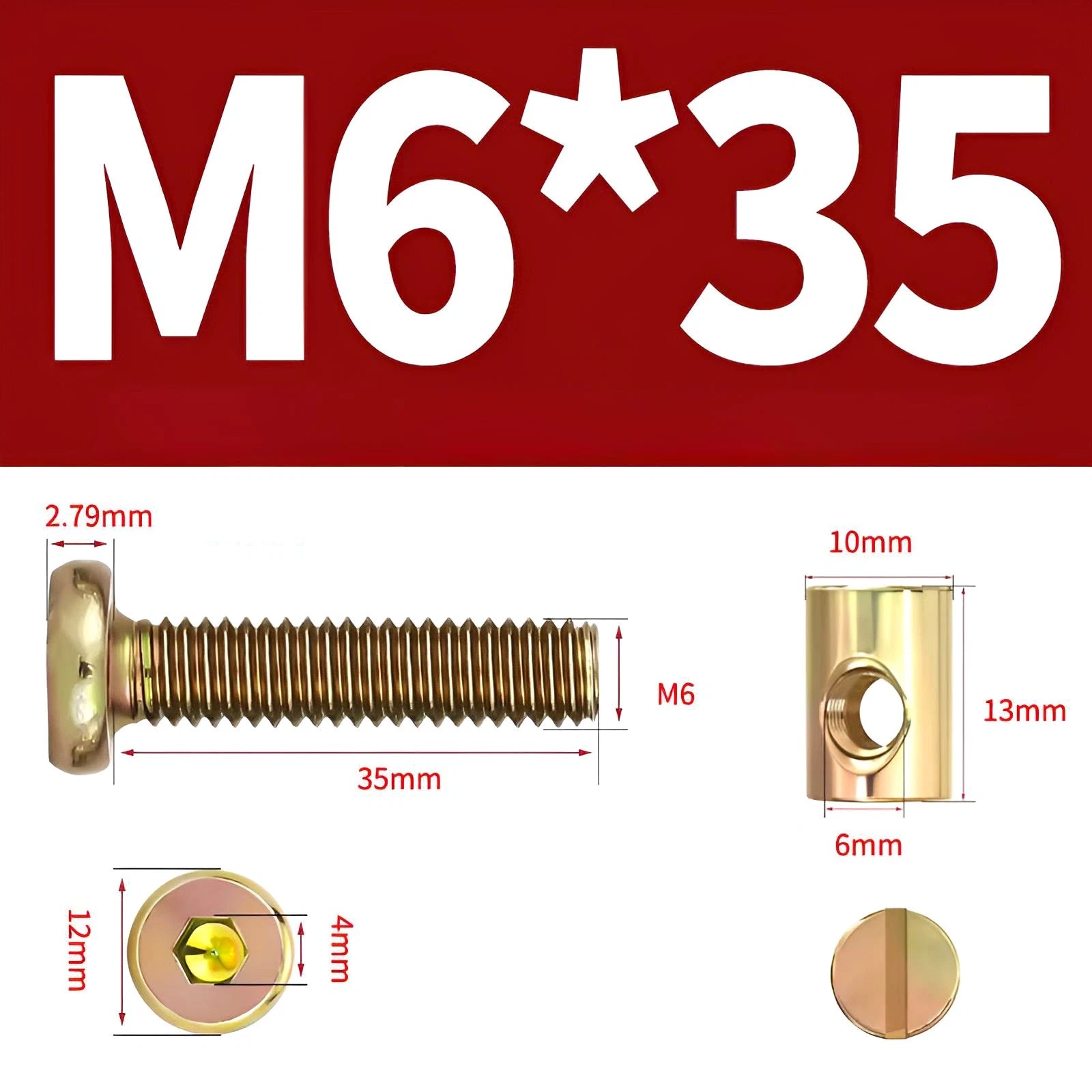 M6 M8 Galvanised Furniture Connecting Bolts with Barrel Nuts | Slotted & Phillips | 8mm–120mm