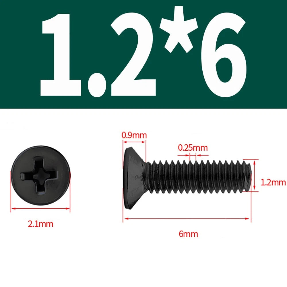 Black Phillips Flat Head Countersunk Machine Screws — Carbon Steel M1–M6