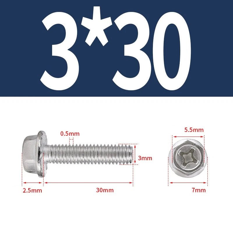 Phillips Hex Flange Screws 304 Stainless Steel M3–M8 | Dentate & Flat Flange - HomeDIYer