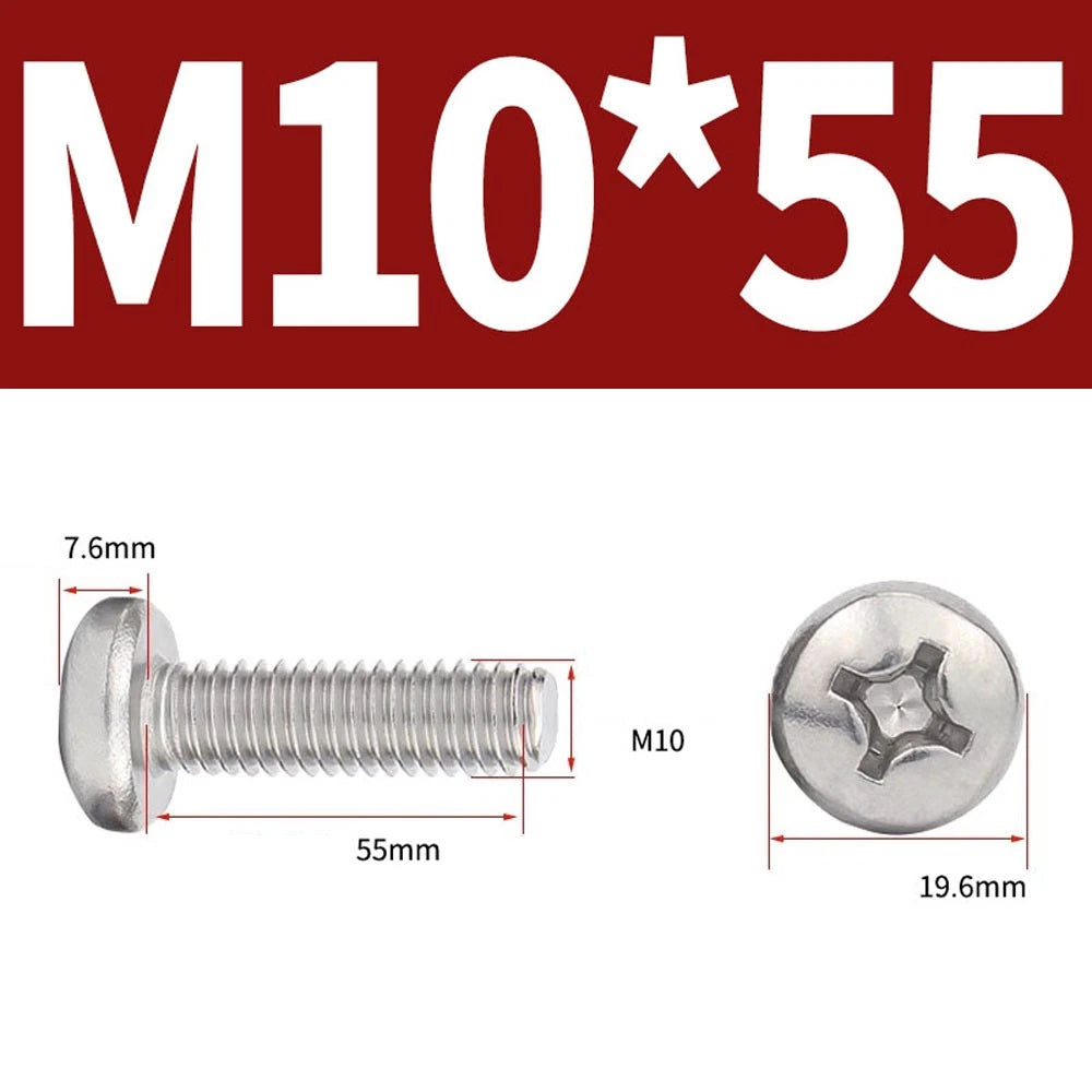 Phillips Pan Head Machine Screws — A4 Marine Grade Stainless Steel, DIN 7985 (M1.6–M10)