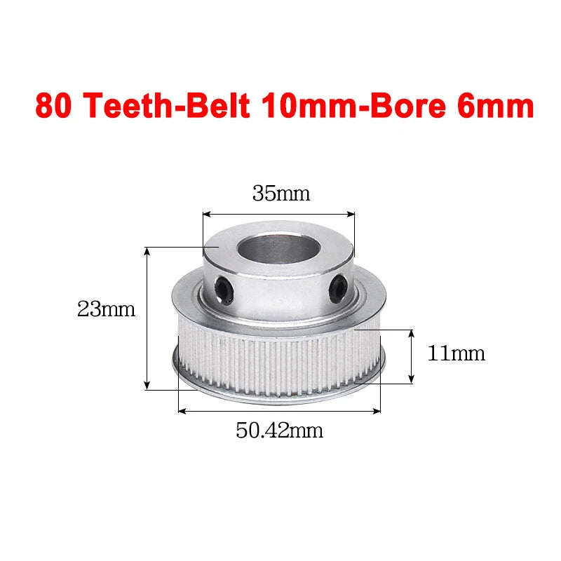 2GT Drive Pulley With Step 16 Tooth - 100 Tooth Bore 4mm - 25mm for 10mm Belt