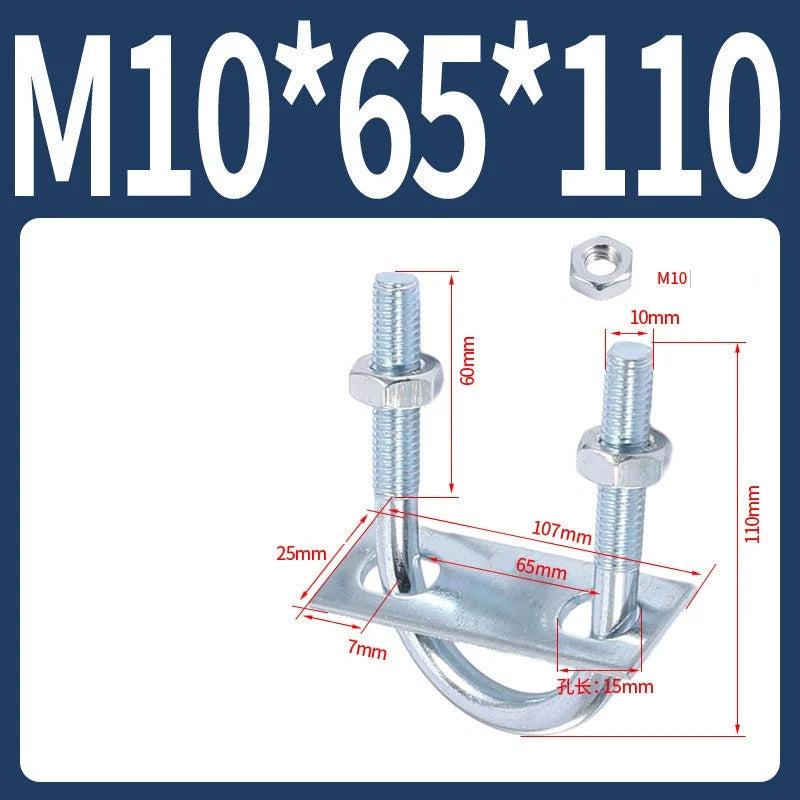 Round U-Bolts Sets Steel 16mm-219mm Inner Width M6 M8 M0 M12 with Nut, Plate
