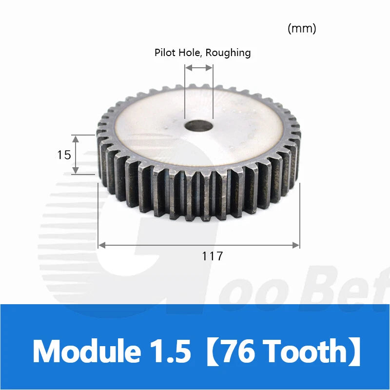 Mod 1 1.5 2 2.5 3 4 5 Spur Gear C45 Steel 12 Tooth - 160 Tooth Motor Pinion Flat