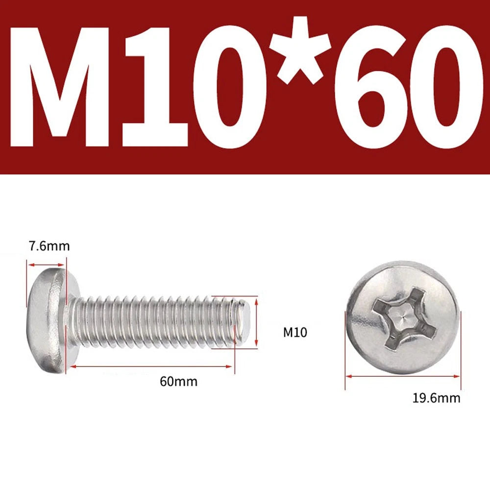 Phillips Pan Head Machine Screws — A4 Marine Grade Stainless Steel, DIN 7985 (M1.6–M10)