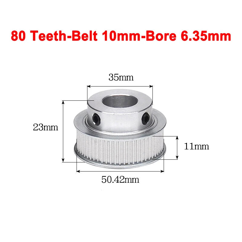 2GT Drive Pulley With Step 16 Tooth - 100 Tooth Bore 4mm - 25mm for 10mm Belt