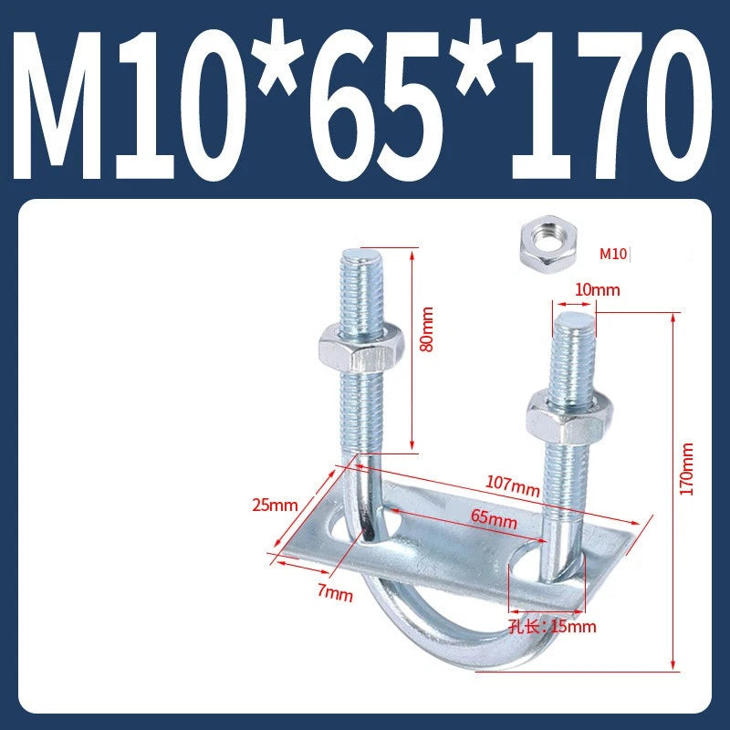 Round U-Bolts Sets Steel 16mm-219mm Inner Width M6 M8 M0 M12 with Nut, Plate