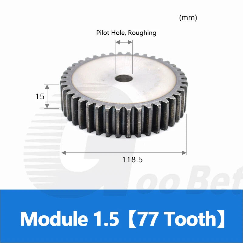 Mod 1 1.5 2 2.5 3 4 5 Spur Gear C45 Steel 12 Tooth - 160 Tooth Motor Pinion Flat