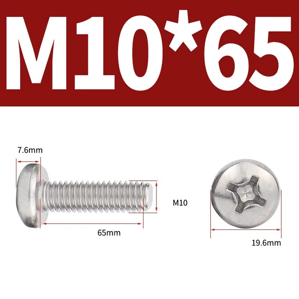Phillips Pan Head Machine Screws — A4 Marine Grade Stainless Steel, DIN 7985 (M1.6–M10)