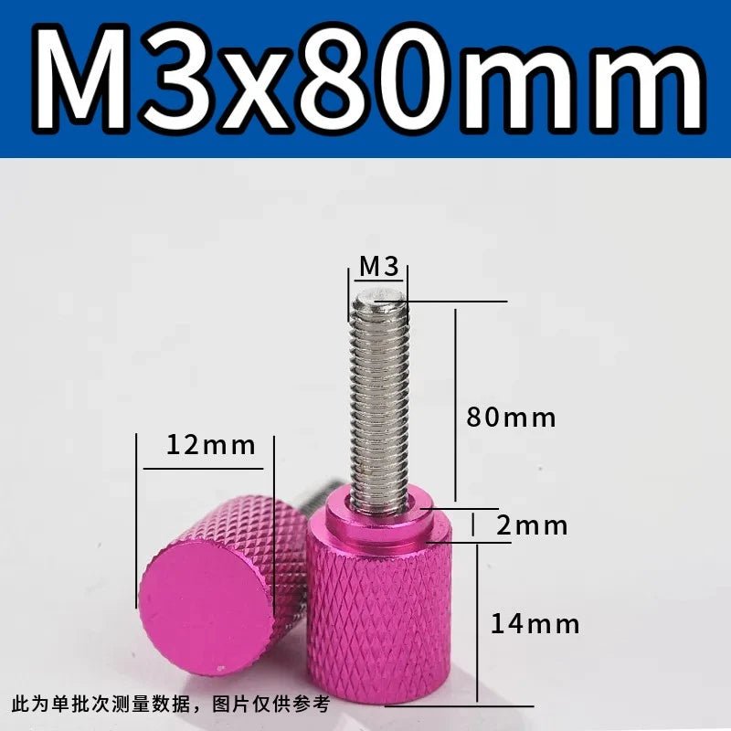 M3 Knurled Thumb Screws – Colored Anodized Aluminum, 6mm to 100mm, 10 Colors - HomeDIYer