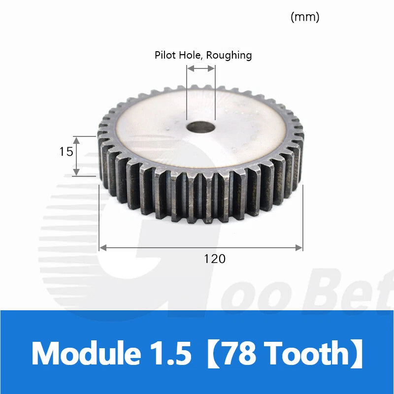 Mod 1 1.5 2 2.5 3 4 5 Spur Gear C45 Steel 12 Tooth - 160 Tooth Motor Pinion Flat