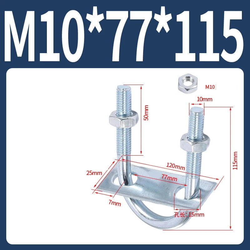 Round U-Bolts Sets Steel 16mm-219mm Inner Width M6 M8 M0 M12 with Nut, Plate