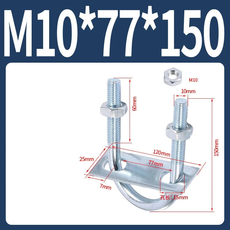 Round U-Bolts Sets Steel 16mm-219mm Inner Width M6 M8 M0 M12 with Nut, Plate