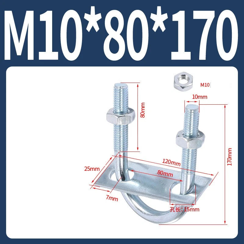 Round U-Bolts Sets Steel 16mm-219mm Inner Width M6 M8 M0 M12 with Nut, Plate