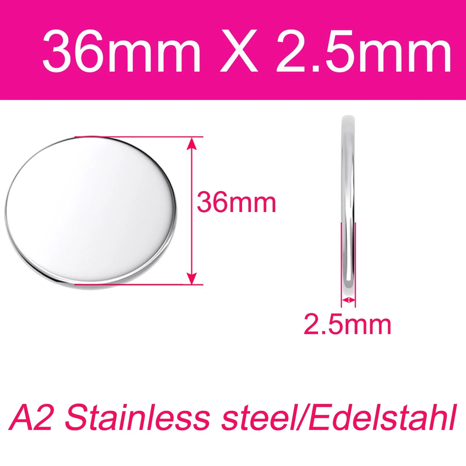 Round Plate A2 Stainless Steel Sheet Plate Thick 1/1.5/2/2.5/3/4/5mm Dia 6-80mm