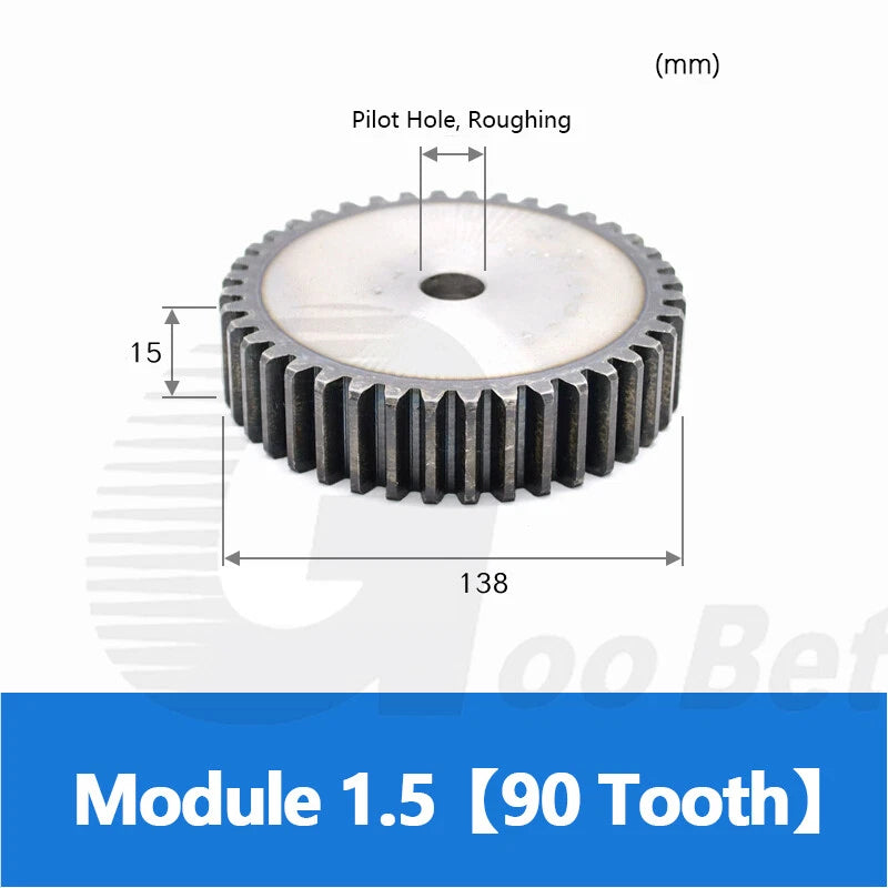 Mod 1 1.5 2 2.5 3 4 5 Spur Gear C45 Steel 12 Tooth - 160 Tooth Motor Pinion Flat