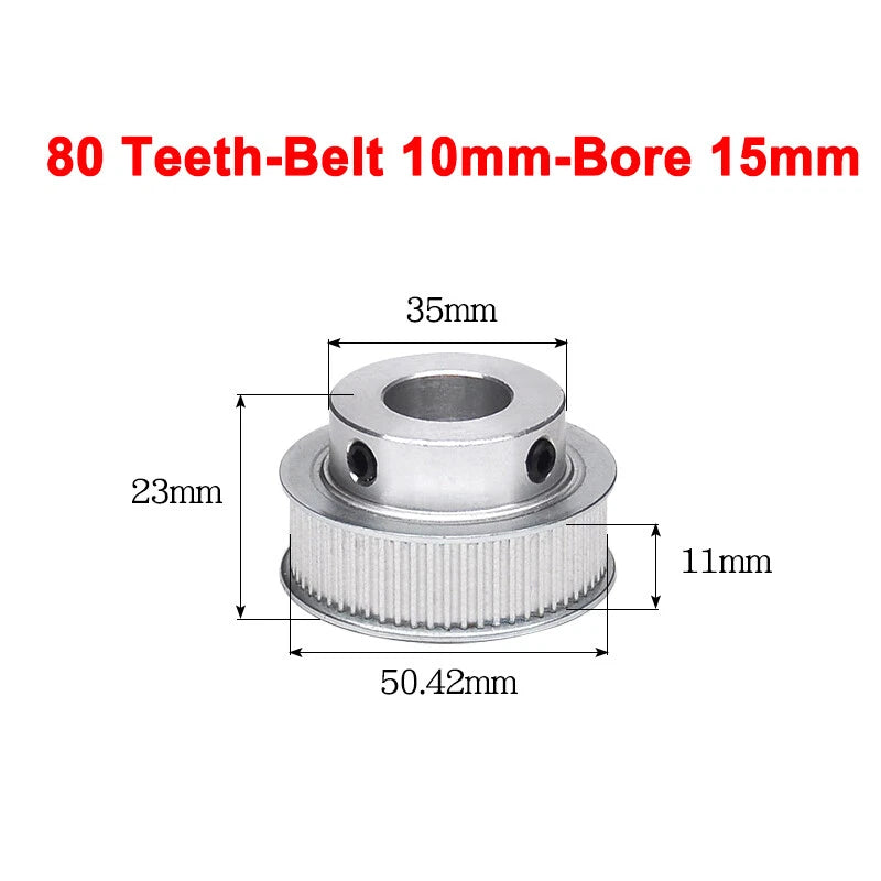 2GT Drive Pulley With Step 16 Tooth - 100 Tooth Bore 4mm - 25mm for 10mm Belt