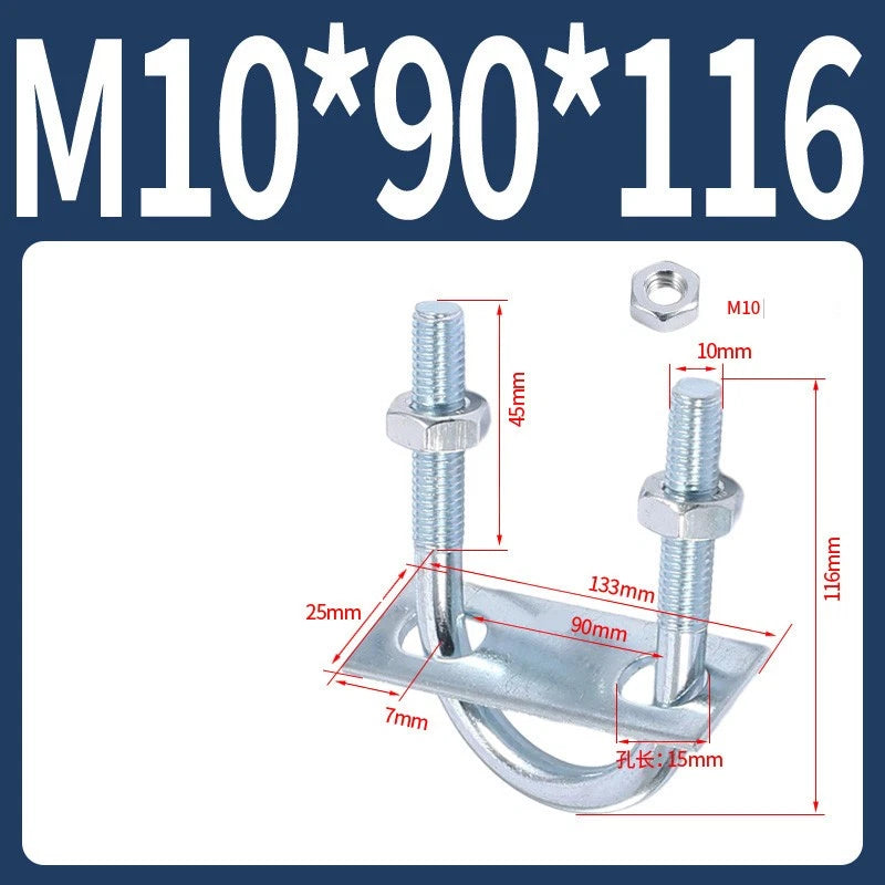 Round U-Bolts Sets Steel 16mm-219mm Inner Width M6 M8 M0 M12 with Nut, Plate
