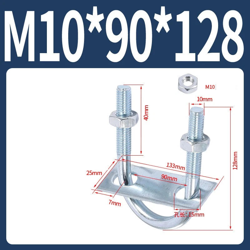 Round U-Bolts Sets Steel 16mm-219mm Inner Width M6 M8 M0 M12 with Nut, Plate