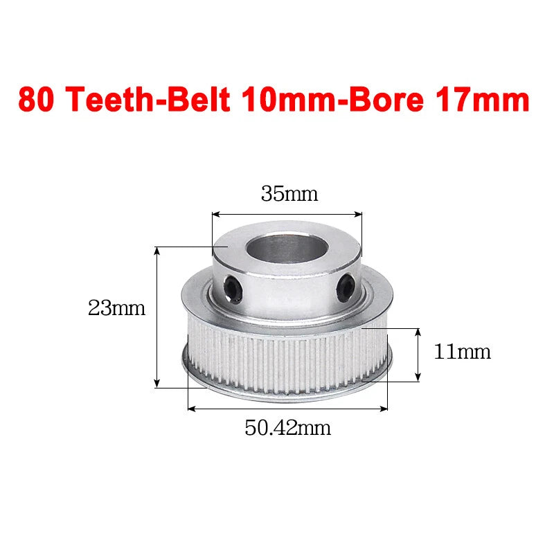2GT Drive Pulley With Step 16 Tooth - 100 Tooth Bore 4mm - 25mm for 10mm Belt