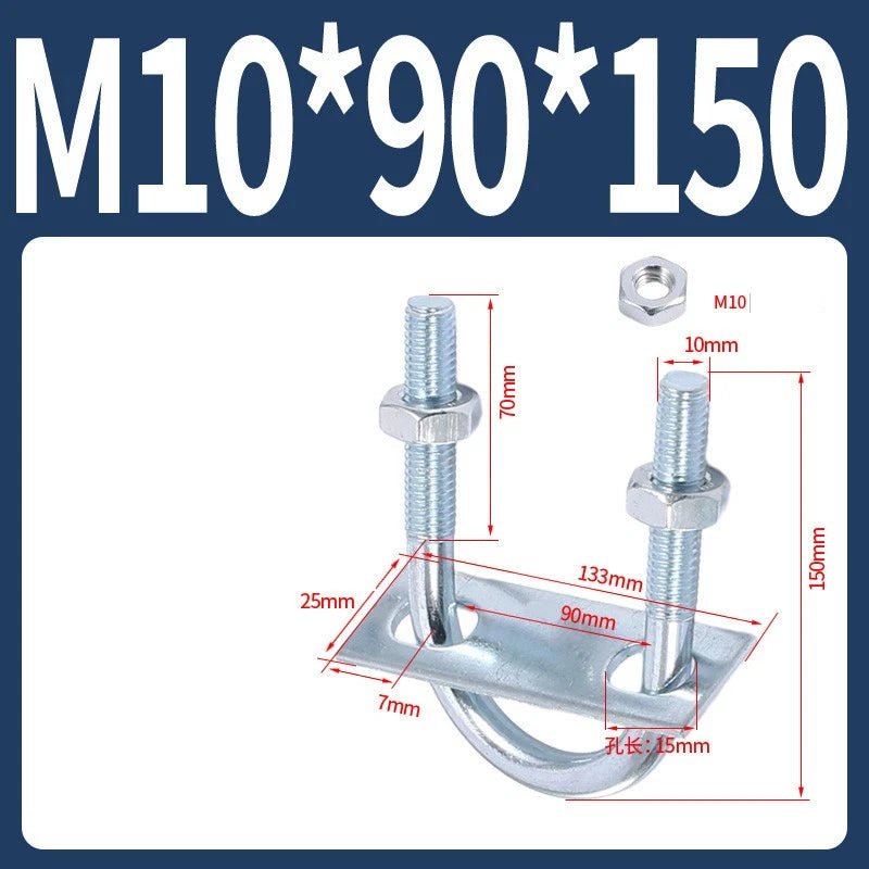 Round U-Bolts Sets Steel 16mm-219mm Inner Width M6 M8 M0 M12 with Nut, Plate
