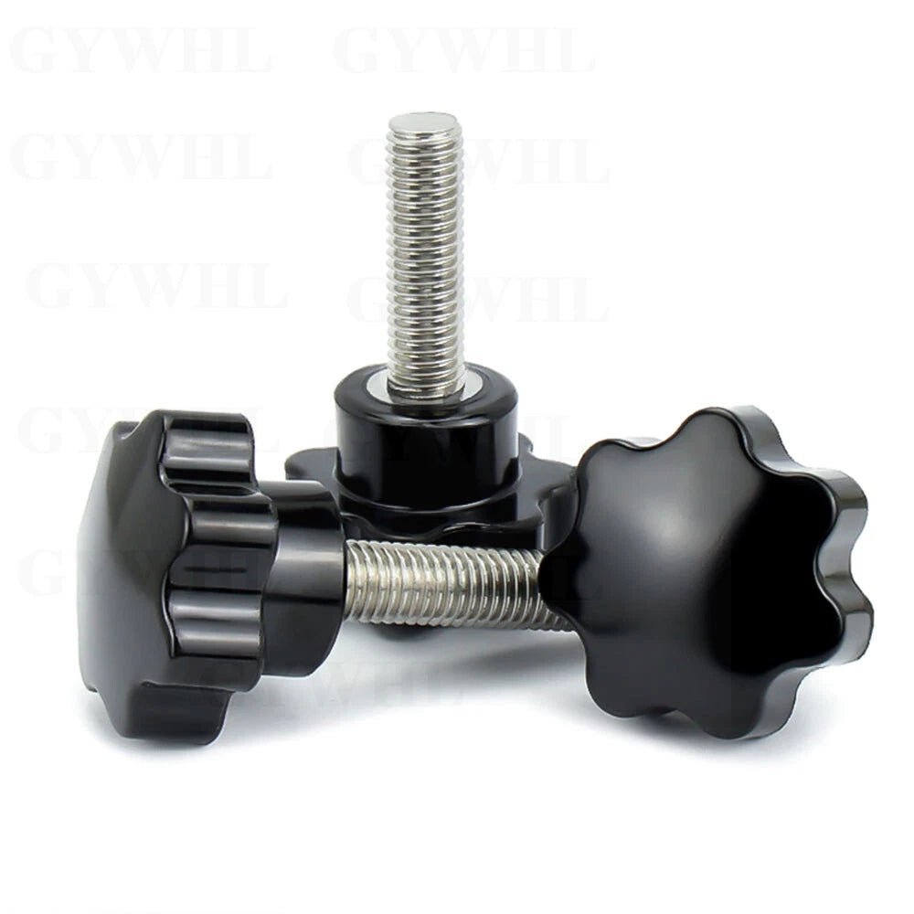 Stainless Thumb Screws Hand Knob Grip Bolts Black Plastic Hexalobular Star Head - HomeDIYer