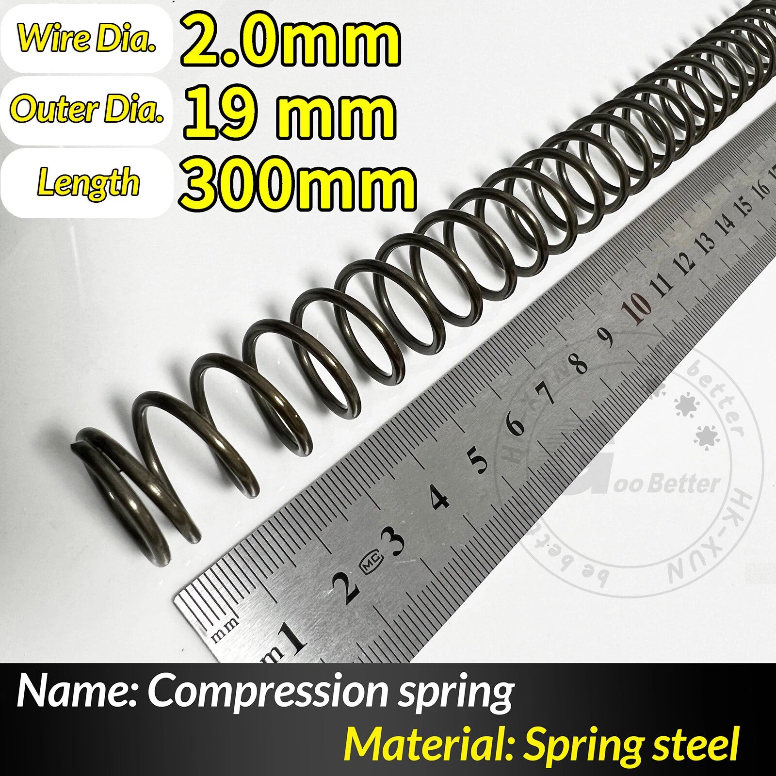 Compression Spring Pressure Springs, Wire Dia 2-3.5mm, OD 10-60mm, Length 300mm