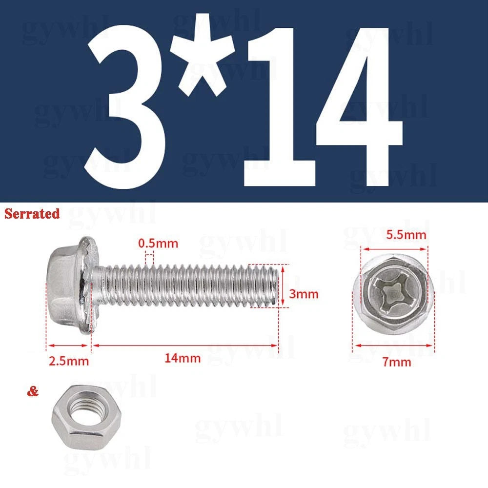 Phillips Hex Flange Bolts with Hex Nuts — Serrated & Smooth, M3–M8