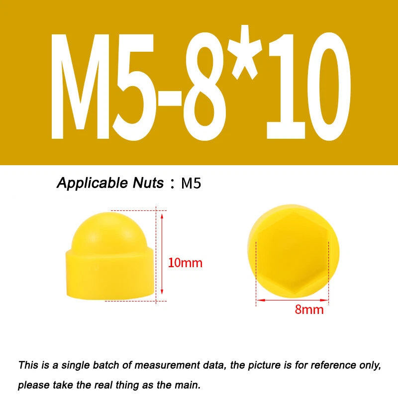 Hex Bolt & Nut Protection Caps – Plastic Hexagonal Screw Covers for M4 M5 M6 M8 M10 to M24 (PE, 5-100 Pack)