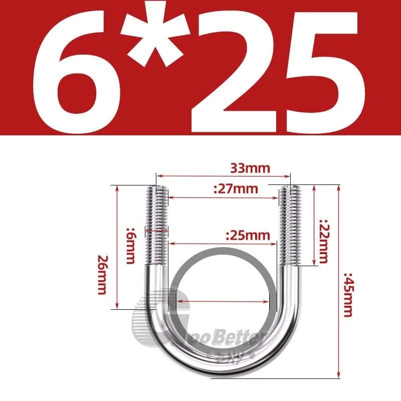 Square U - Bolts Stainless Steel — M6 to M24 | 304 A2 & 316 A4 Marine Grade - HomeDIYer