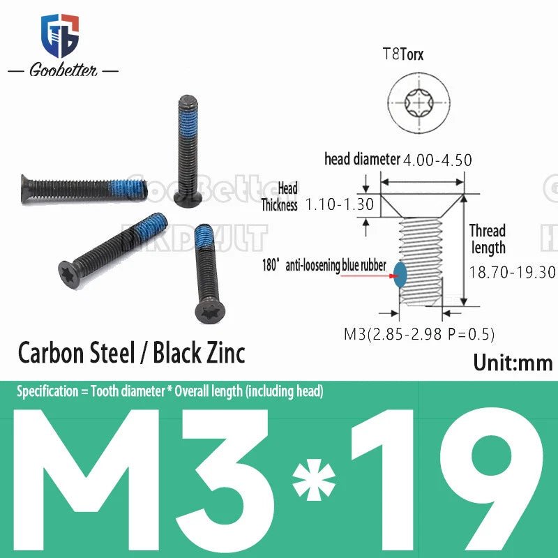 M3 Torx Flat Head Countersunk Machine Screws — Carbon Steel & Stainless Steel, Multi - Finish - HomeDIYer