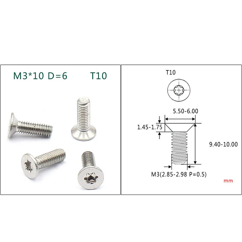 Torx Flat Head Machine Screws M1.6 M2 M2.5 M3 — T5 to T15, Multiple Finishes