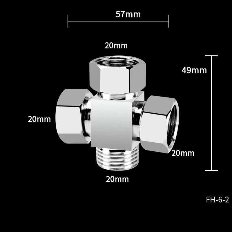 Copper Nickel Plated Diverter Valve Adapter Connector for Hose & Bath Shower