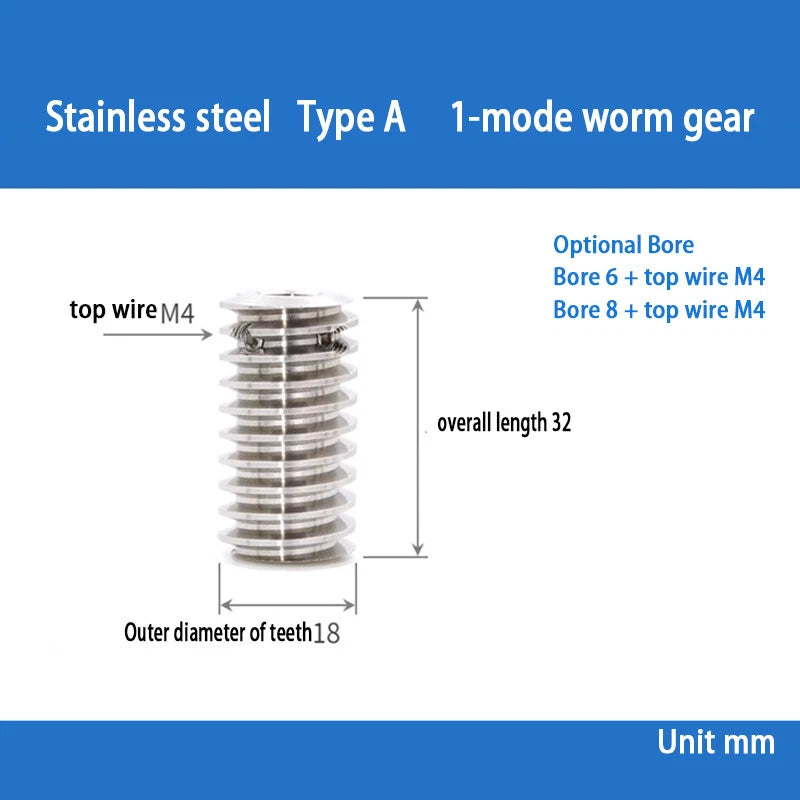 1 Module 15T to 60T Gear Stainless Steels Worm Wheel Gear & Worm Gear Shaft
