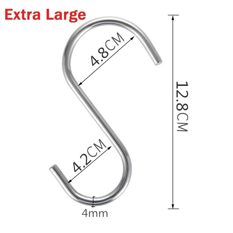 S-Hook Stainless Steel Metal S Shaped Hooks Clothes Hanger for Kitchen Bathroom