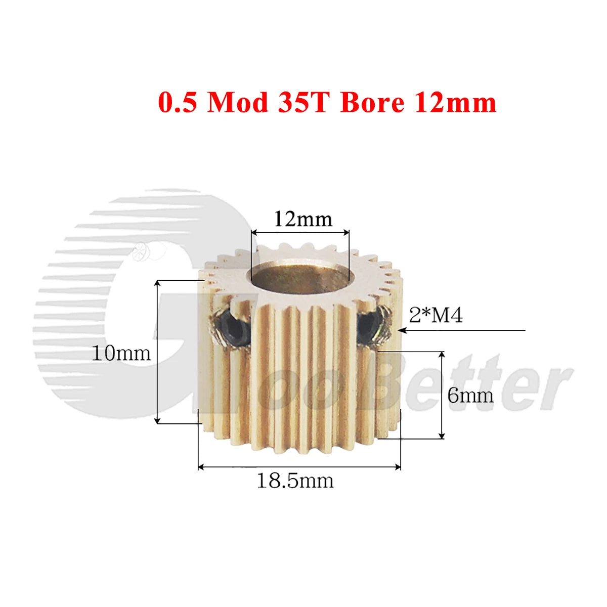 0.5 Mod Brass Spur Gear 35 Teeth Bore 4~12mm Motor Gear Transmission Pinion Gear