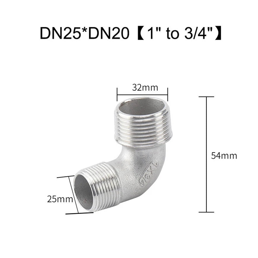304 Stainless Steel Male 90° Elbow BSP Pipe Fitting — Equal & Reducer
