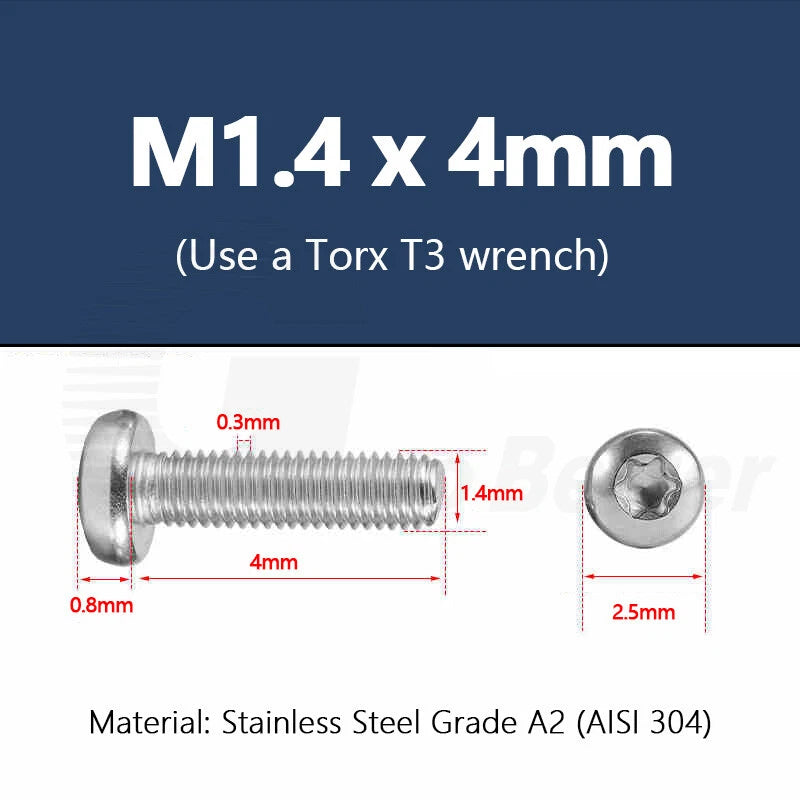 T3–T50 Torx Pan Head Machine Screws – M1.4 to M10, A2 Stainless Steel (3–100mm)