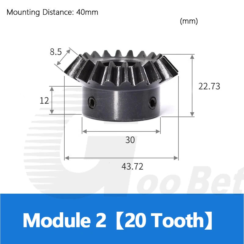 Mod 1 1.5 2 Bevel Gear C45 Steel Ratio 1:1.25 20 Tooth 25 Tooth Hardened Black