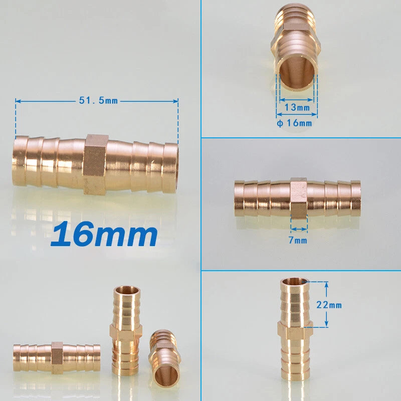 Brass Hose Joiner Straight Barb Splicer Connector Air Fuel Water Pipe Fittings