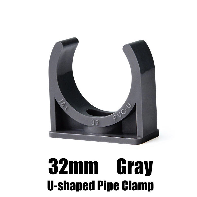 PVC U-Type Pipe Clamp Tube Holder 20 25 32 40 50mm Pipe Fittings White Grey