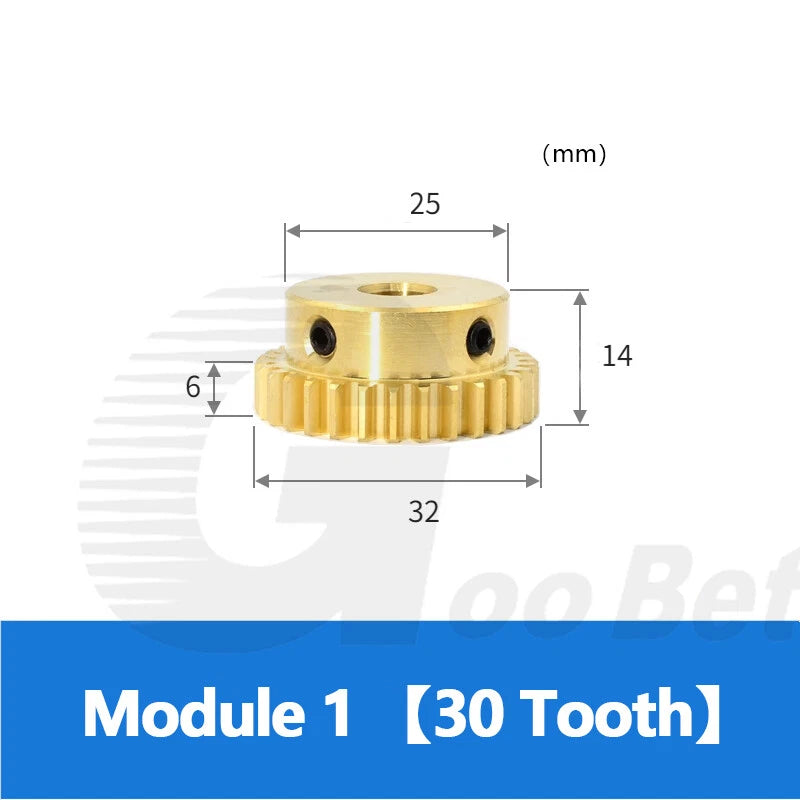 Brass Spur Gear Module 1 with Hub 15-50 Tooth Motor Pinion Bore 4-12mm Precision