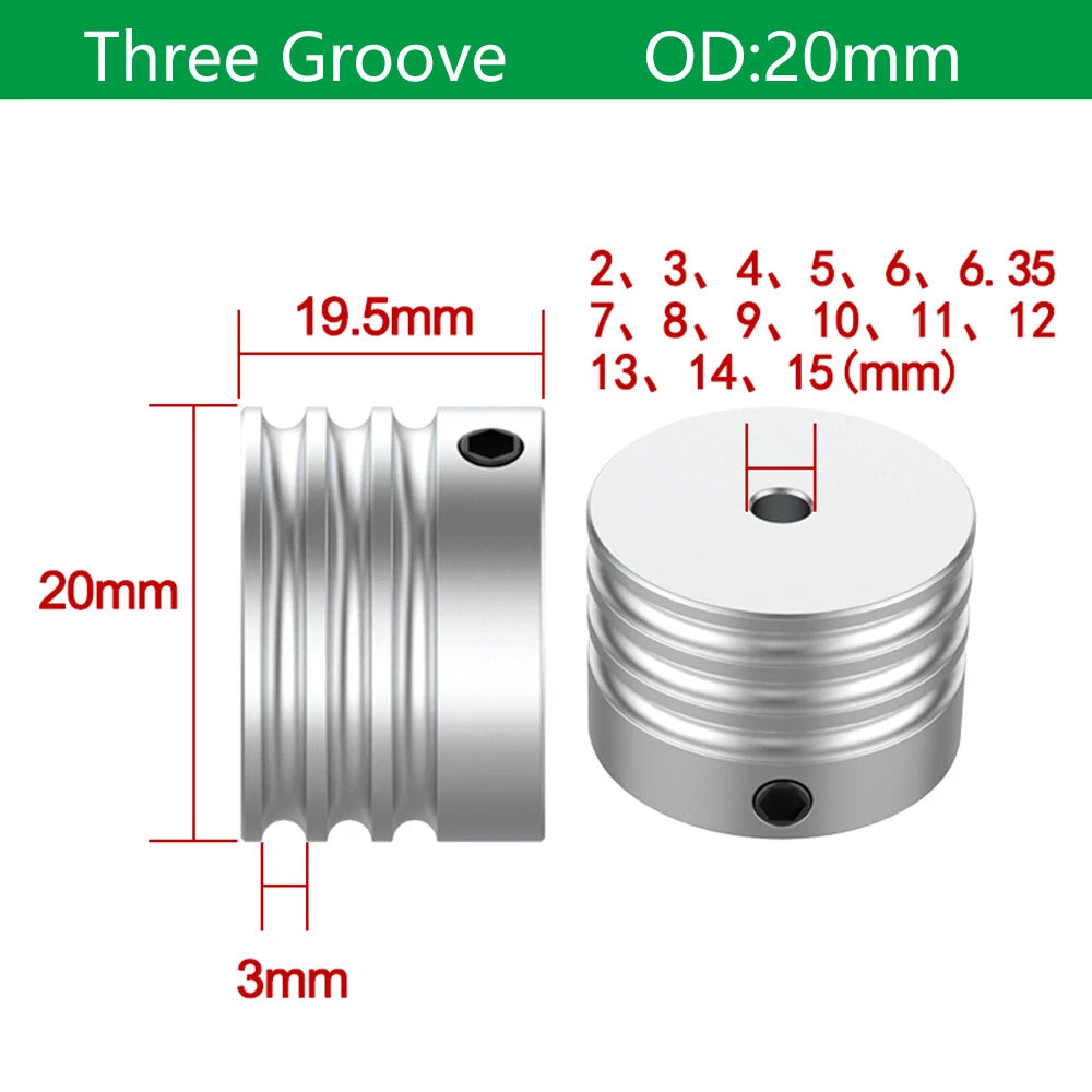 U Grooved Pulley PU Round Belt Pulleys Aluminum Groove Width 3mm OD 15-30mm