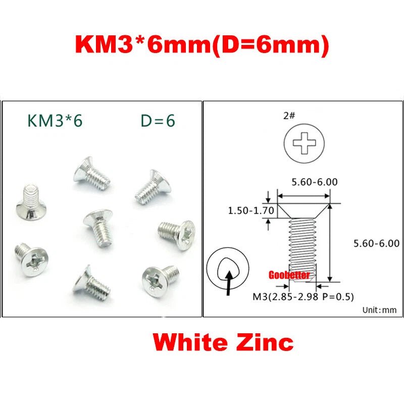 KM3/KM4 Phillips Flat Head Triangle Tooth Screws | Carbon Steel, Zinc or Nickel Coated - HomeDIYer