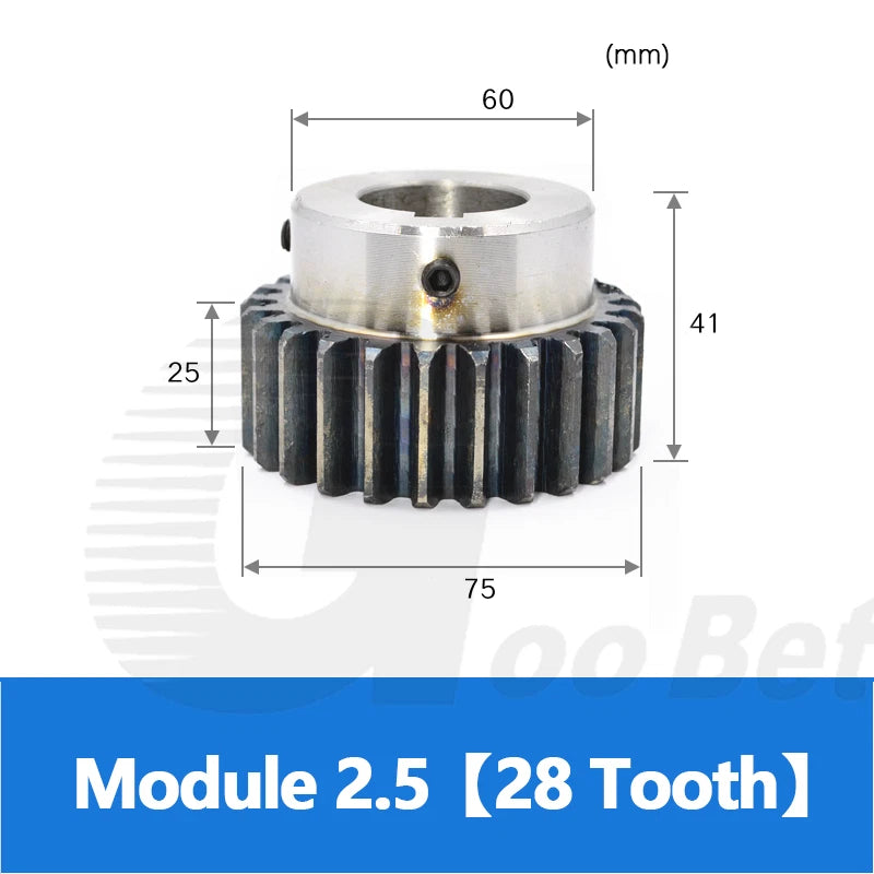 Mod 2.5 Spur Gear Steel Hardened with Hub 15-40 Tooth Motor Pinion 12-40mm Bore