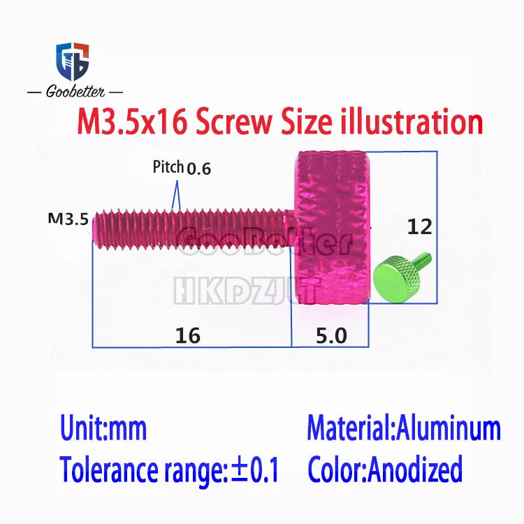 M3 Knurled Thumb Screws – Flat Head Anodized Aluminum, Hand-Tighten Knob Bolts