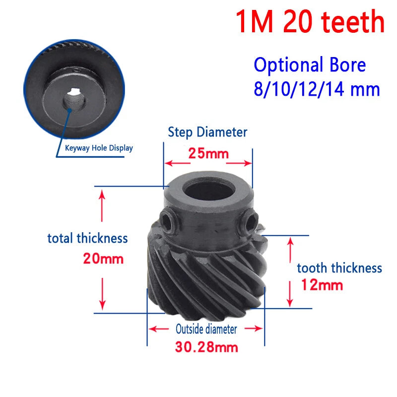 45# Steel Helical Gear 1 Mod 12-25 Teeth Blackened Pinion Transmission Gears